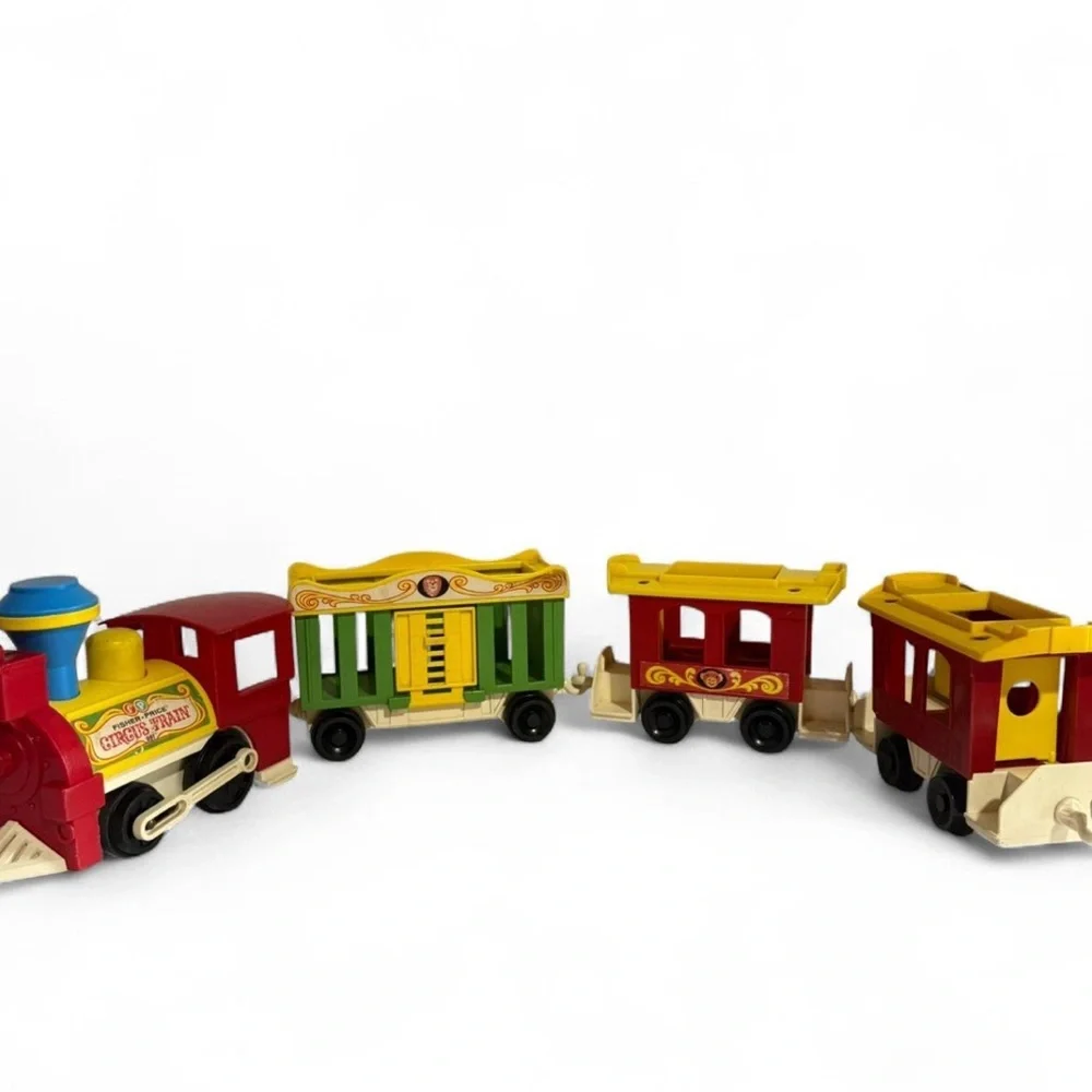 Vintage antique Fisher-Price Red and Yellow Toy Train Engine